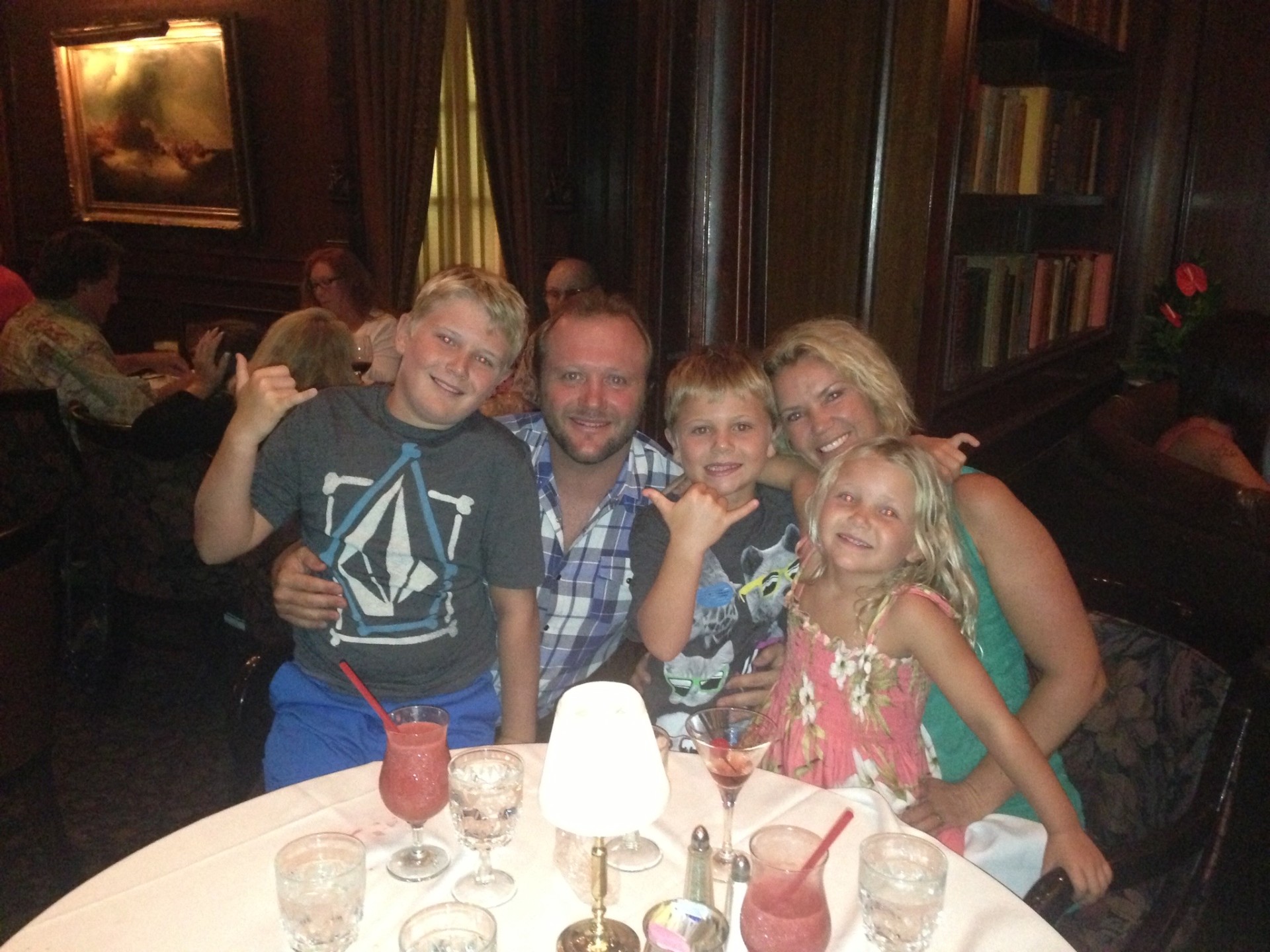 Indi with her family at dinner