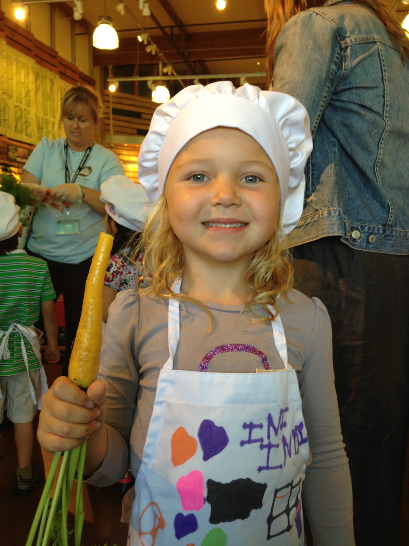Indi dressed as a little chef