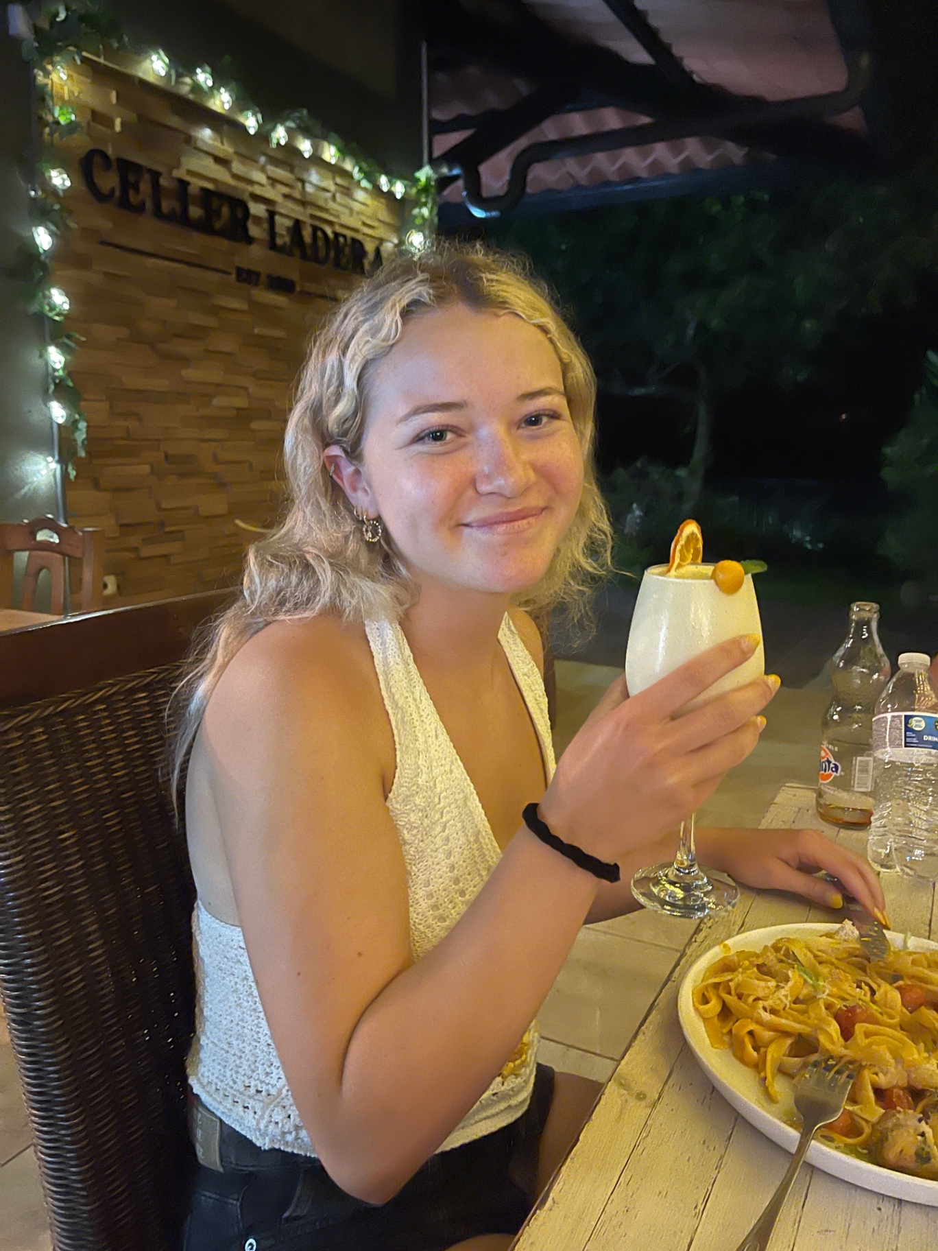 Indi at Celler Ladera with a mocktail