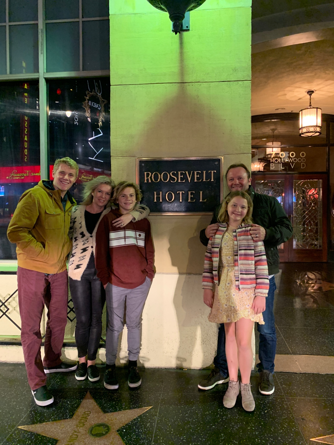 Family at the Roosevelt Hotel in Hollywood