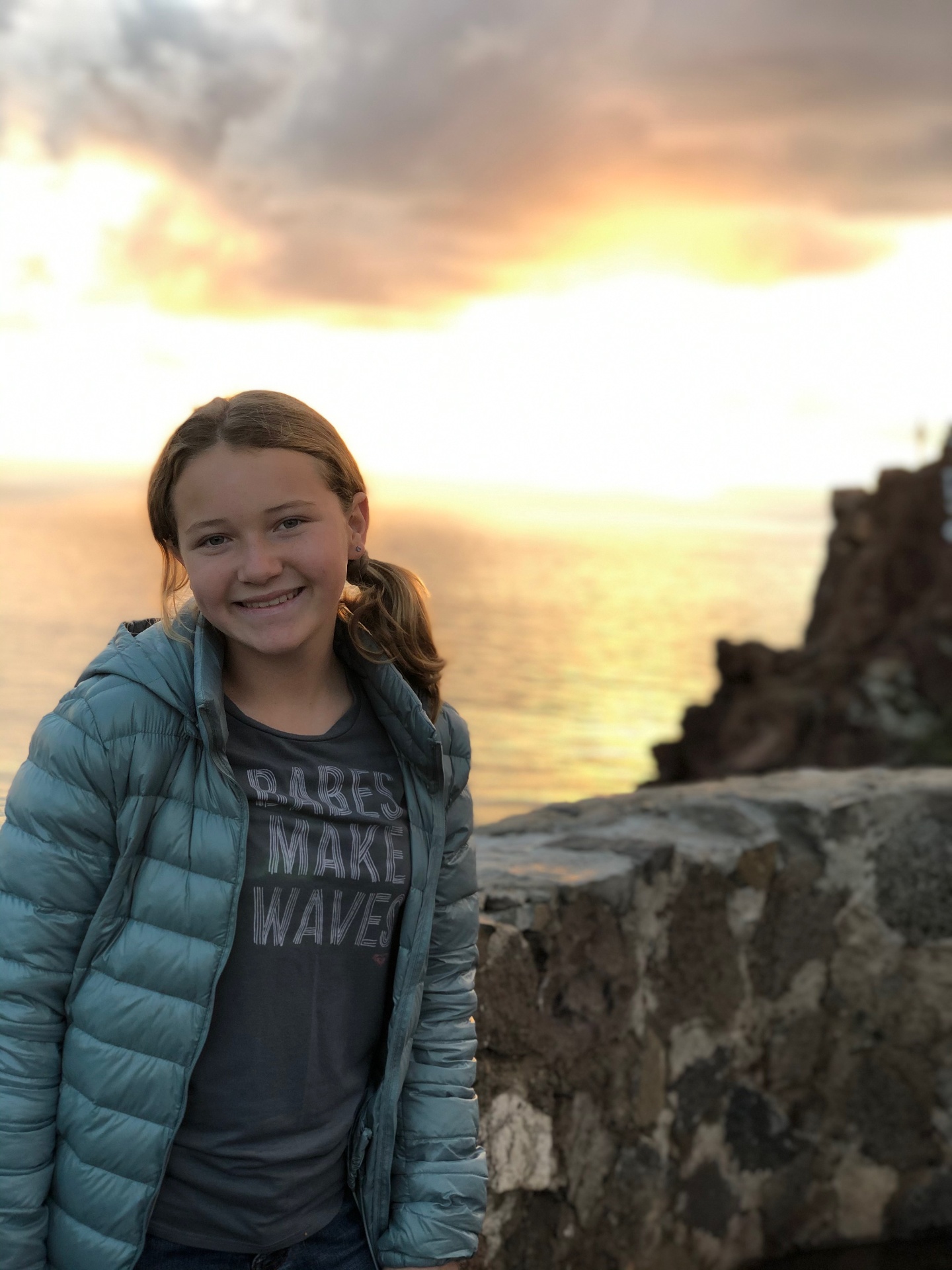 Indi at sunset by the ocean