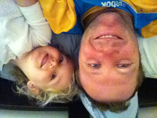 Indi cuddling with dad